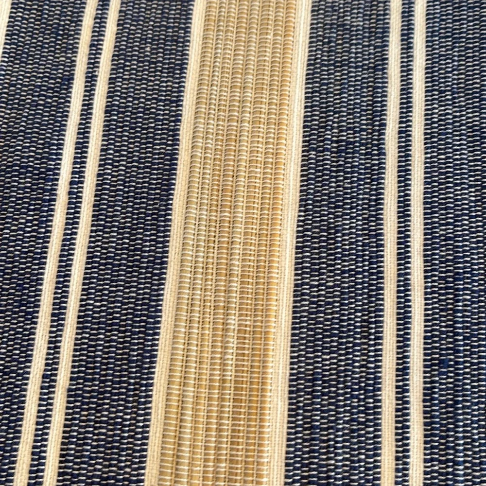Pier One Nappron Placemats /Set 10/ Navy cream & white/roll up/ bamboo & fabric